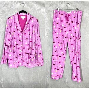 Live Love Lounge Womens Pajama Set Large Pink Rosé All Day Sleepwear Top Pants